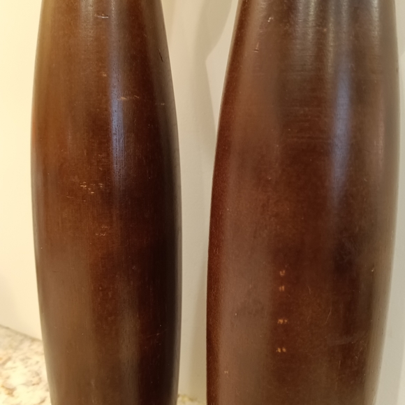 MCM Vintage Wood Salt Shaker & Peppermill Made in Japan 10.5" High - Picture 7 of 16